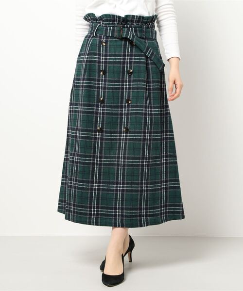KOBE LETTUCE（コウベレタス）の「ベルト付きウエストフリルチェックスカート（スカート・レディース・グリーン系その他/グレー系その他/ブラウン系その他・FREE）」の10枚目の写真