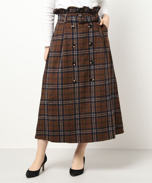 KOBE LETTUCE（コウベレタス）の「ベルト付きウエストフリルチェックスカート（スカート・レディース・グリーン系その他/グレー系その他/ブラウン系その他・FREE）」の11枚目の写真