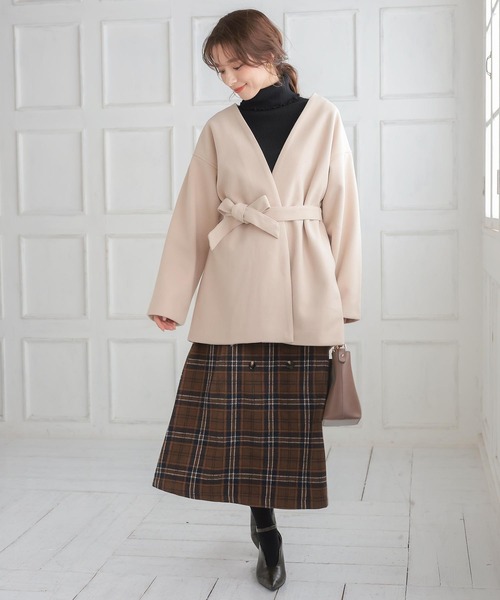 KOBE LETTUCE（コウベレタス）の「ベルト付きウエストフリルチェックスカート（スカート・レディース・グリーン系その他/グレー系その他/ブラウン系その他・FREE）」の7枚目の写真