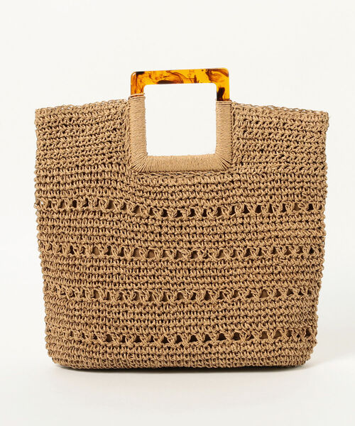 Ray BEAMS（レイビームス）の「Ray BEAMS / ペーパー カゴバッグ（かごバッグ・レディース・ベージュ/ミント・ONE SIZE）」の5枚目の写真