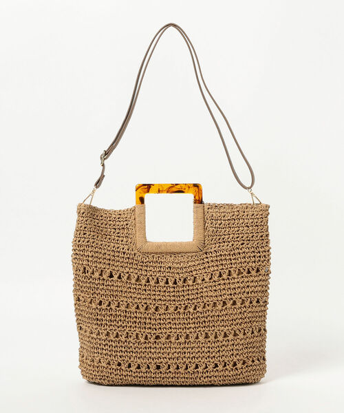 Ray BEAMS（レイビームス）の「Ray BEAMS / ペーパー カゴバッグ（かごバッグ・レディース・ベージュ/ミント・ONE SIZE）」の10枚目の写真