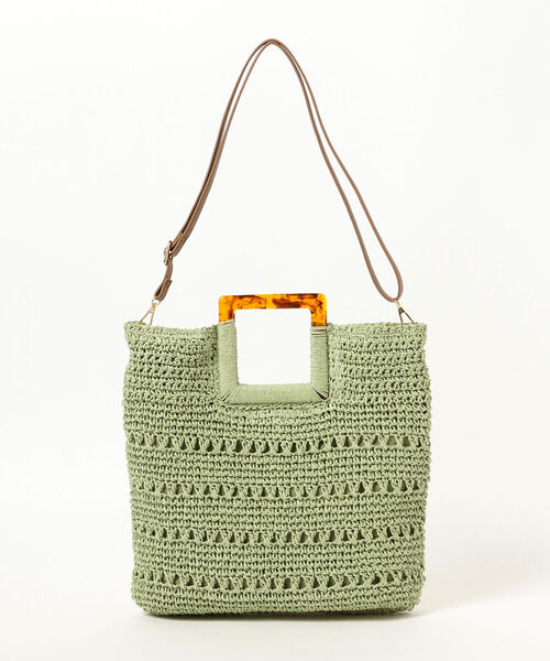 Ray BEAMS（レイビームス）の「Ray BEAMS / ペーパー カゴバッグ（かごバッグ・レディース・ベージュ/ミント・ONE SIZE）」の14枚目の写真