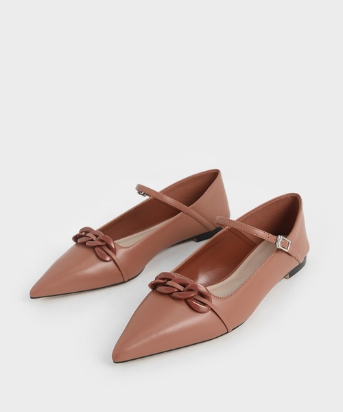 CHARLES & KEITH(チャールズ & キース)の「チェーンリンク メリージェーンフラット / Chain-Link Mary Jane Flats(パンプス・レディース・ブラック/ライトベージュ/レンガ・22.5cm/23cm/23.5cm/24.5cm/25cm/25.5cm)」の13枚目の写真