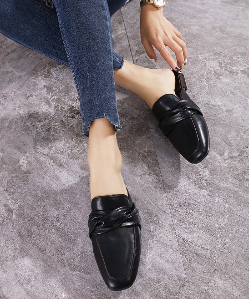 Futier land（フューティアランド）の「パイピングフラットローファーサボ（サンダル・レディース・ブラック/キャメル/アイボリー・38/40/36/39/37）」の15枚目の写真