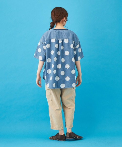 CUBE SUGAR（キューブシュガー）の「抜染ドットプリント デニム クルーネック Ｔシャツ（Tシャツ/カットソー・レディース・ライトブルー/インディゴブルー・M）」の11枚目の写真
