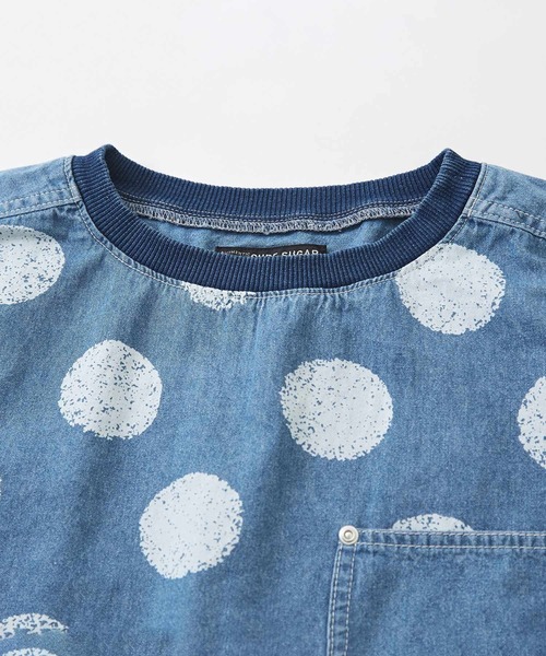 CUBE SUGAR（キューブシュガー）の「抜染ドットプリント デニム クルーネック Ｔシャツ（Tシャツ/カットソー・レディース・ライトブルー/インディゴブルー・M）」の13枚目の写真