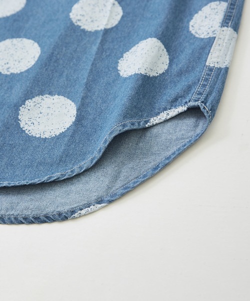 CUBE SUGAR（キューブシュガー）の「抜染ドットプリント デニム クルーネック Ｔシャツ（Tシャツ/カットソー・レディース・ライトブルー/インディゴブルー・M）」の16枚目の写真