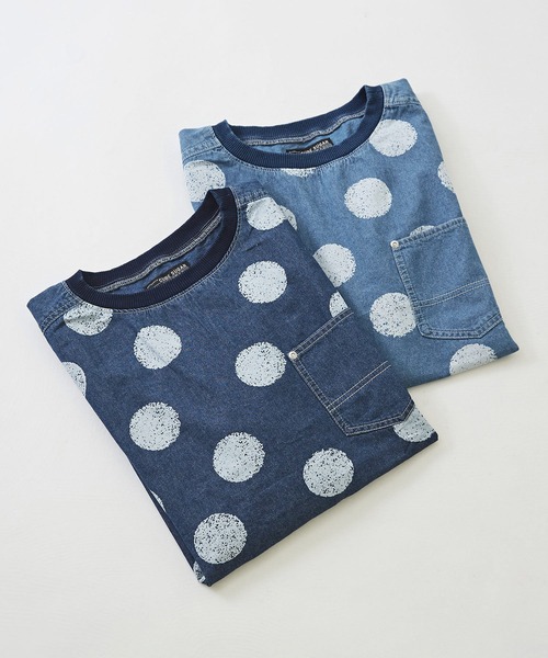CUBE SUGAR（キューブシュガー）の「抜染ドットプリント デニム クルーネック Ｔシャツ（Tシャツ/カットソー・レディース・ライトブルー/インディゴブルー・M）」の19枚目の写真