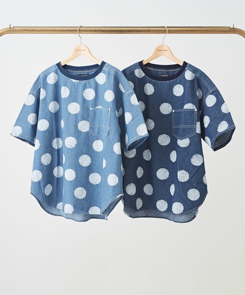 CUBE SUGAR（キューブシュガー）の「抜染ドットプリント デニム クルーネック Ｔシャツ（Tシャツ/カットソー・レディース・ライトブルー/インディゴブルー・M）」の20枚目の写真