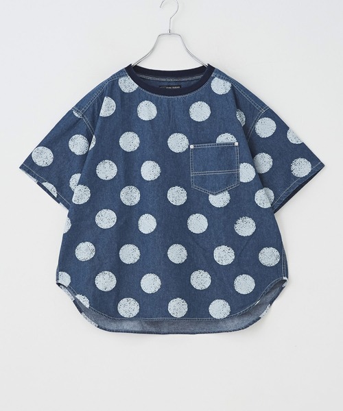 CUBE SUGAR（キューブシュガー）の「抜染ドットプリント デニム クルーネック Ｔシャツ（Tシャツ/カットソー・レディース・ライトブルー/インディゴブルー・M）」の21枚目の写真