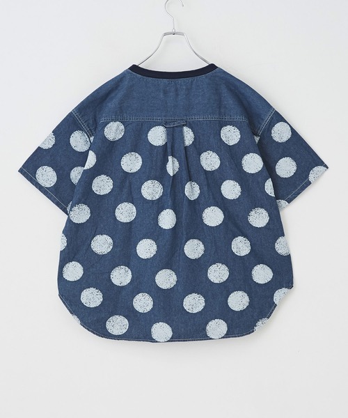 CUBE SUGAR（キューブシュガー）の「抜染ドットプリント デニム クルーネック Ｔシャツ（Tシャツ/カットソー・レディース・ライトブルー/インディゴブルー・M）」の22枚目の写真
