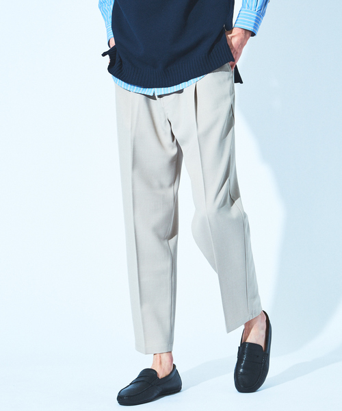 MYSELF ABAHOUSE（マイセルフアバハウス）の「【MYSELF ABAHOUSE/セットアップ対応】ポリトロ ツイル  ワイド テーパード パンツ（その他パンツ・メンズ・ベージュ/グレイッシュベージュ/サックスブルー/ブラック・46/48）」の3枚目の写真