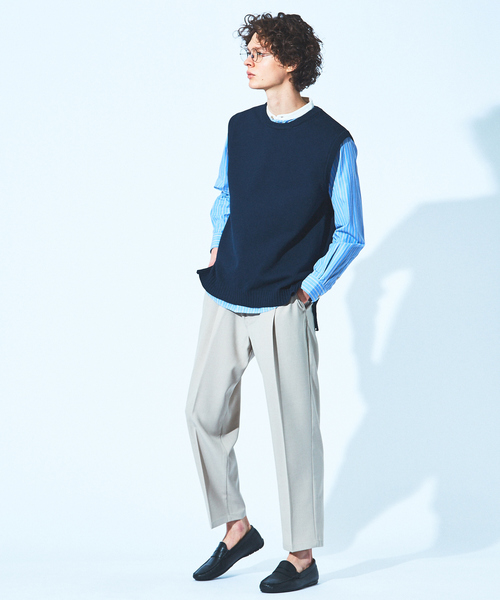 MYSELF ABAHOUSE（マイセルフアバハウス）の「【MYSELF ABAHOUSE/セットアップ対応】ポリトロ ツイル  ワイド テーパード パンツ（その他パンツ・メンズ・ベージュ/グレイッシュベージュ/サックスブルー/ブラック・46/48）」の6枚目の写真