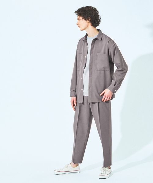 MYSELF ABAHOUSE（マイセルフアバハウス）の「【MYSELF ABAHOUSE/セットアップ対応】ポリトロ ツイル  ワイド テーパード パンツ（その他パンツ・メンズ・ベージュ/グレイッシュベージュ/サックスブルー/ブラック・46/48）」の21枚目の写真