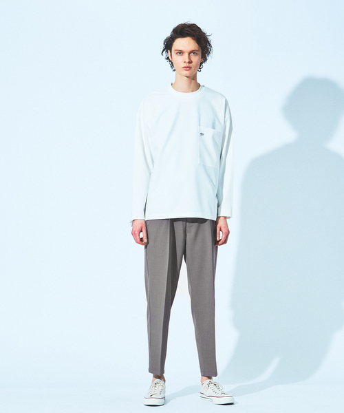 MYSELF ABAHOUSE（マイセルフアバハウス）の「【MYSELF ABAHOUSE/セットアップ対応】ポリトロ ツイル  ワイド テーパード パンツ（その他パンツ・メンズ・ベージュ/グレイッシュベージュ/サックスブルー/ブラック・46/48）」の10枚目の写真