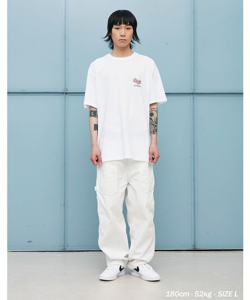 ISTKUNST(イストクンスト)の「『ISTKUNST/イストクンスト』FLOWER FRIENDS TEE/フラワーフレンズプリント 半袖Tシャツ ハーフスリーブカットソー(Tシャツ/カットソー・レディース・ホワイト/パープル/ネイビー・M/L)」の4枚目の写真