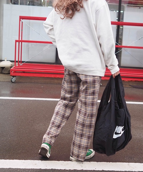 HWG_5（エイチダブルゴー）の「ガーゼチェックパンツ（その他パンツ・レディース・ブラウン/グレー・FREE）」の2枚目の写真