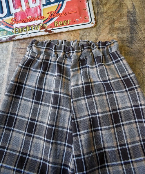 HWG_5（エイチダブルゴー）の「ガーゼチェックパンツ（その他パンツ・レディース・ブラウン/グレー・FREE）」の4枚目の写真