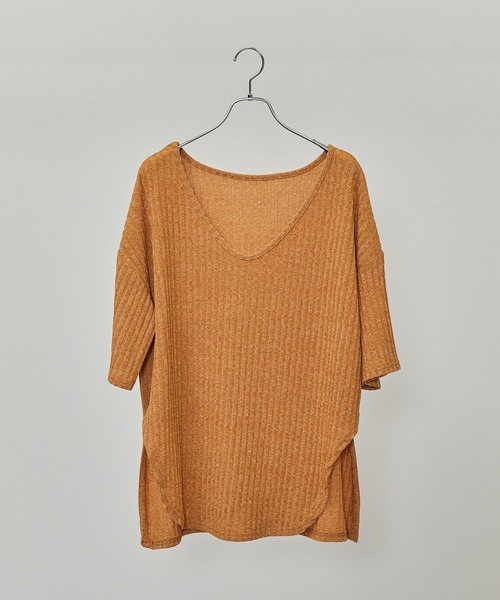 toucher du brise（トゥシェドブリーズ）の「オーバーサイズリブブラウス（Tシャツ/カットソー・レディース・ホワイト/ブラック/ベージュ・M）」の5枚目の写真