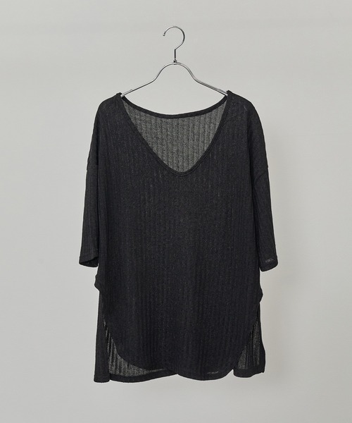 toucher du brise（トゥシェドブリーズ）の「オーバーサイズリブブラウス（Tシャツ/カットソー・レディース・ホワイト/ブラック/ベージュ・M）」の20枚目の写真