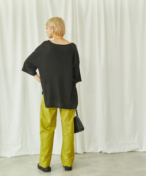 toucher du brise（トゥシェドブリーズ）の「オーバーサイズリブブラウス（Tシャツ/カットソー・レディース・ホワイト/ブラック/ベージュ・M）」の8枚目の写真