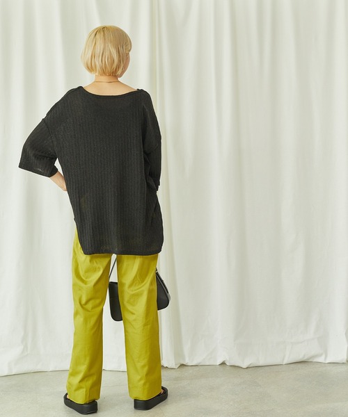 toucher du brise（トゥシェドブリーズ）の「オーバーサイズリブブラウス（Tシャツ/カットソー・レディース・ホワイト/ブラック/ベージュ・M）」の19枚目の写真