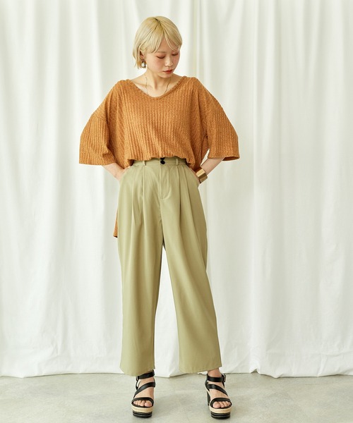 toucher du brise（トゥシェドブリーズ）の「オーバーサイズリブブラウス（Tシャツ/カットソー・レディース・ホワイト/ブラック/ベージュ・M）」の17枚目の写真