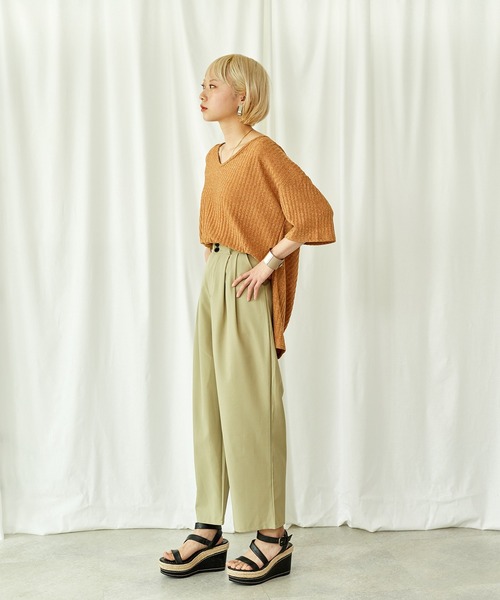 toucher du brise（トゥシェドブリーズ）の「オーバーサイズリブブラウス（Tシャツ/カットソー・レディース・ホワイト/ブラック/ベージュ・M）」の7枚目の写真