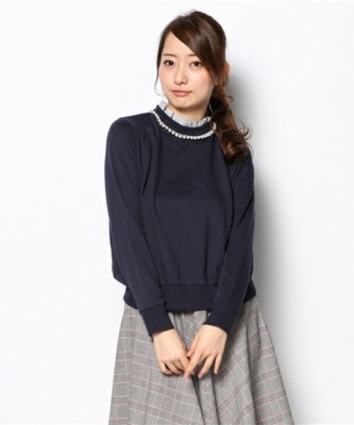 natural couture(ナチュラルクチュール)の「ストライプ衿プルオーバー(Tシャツ/カットソー・レディース・アイボリー/グレー/ネイビー/ラベンダー・FREE)」の12枚目の写真