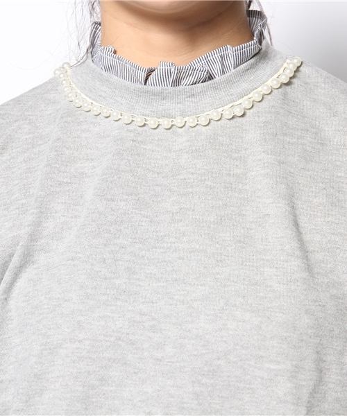 natural couture(ナチュラルクチュール)の「ストライプ衿プルオーバー(Tシャツ/カットソー・レディース・アイボリー/グレー/ネイビー/ラベンダー・FREE)」の8枚目の写真