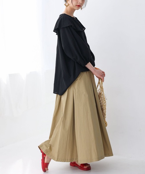 osharewalker（オシャレウォーカー）の「【廃盤】『ドロストフリル襟コットンガーゼブラウス』（シャツ/ブラウス・レディース・ブラック/オフホワイト/グリーン・FREE）」の16枚目の写真