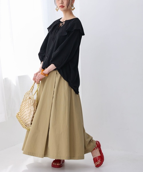 osharewalker（オシャレウォーカー）の「【廃盤】『ドロストフリル襟コットンガーゼブラウス』（シャツ/ブラウス・レディース・ブラック/オフホワイト/グリーン・FREE）」の17枚目の写真