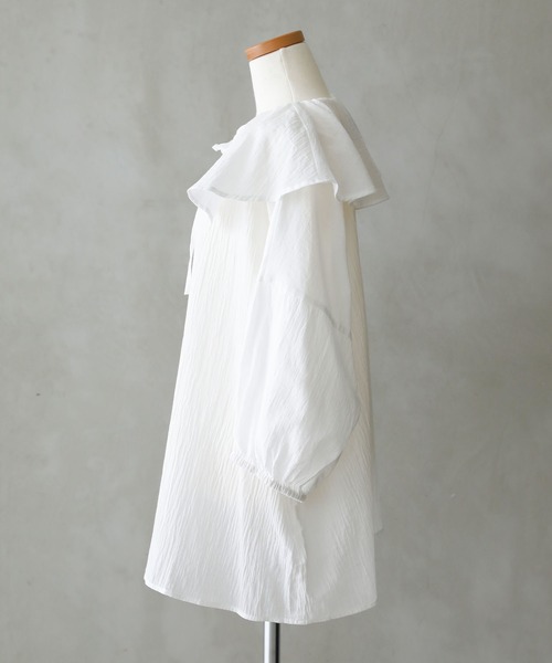 osharewalker（オシャレウォーカー）の「【廃盤】『ドロストフリル襟コットンガーゼブラウス』（シャツ/ブラウス・レディース・ブラック/オフホワイト/グリーン・FREE）」の20枚目の写真