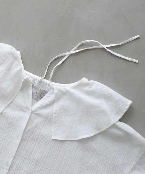 osharewalker（オシャレウォーカー）の「【廃盤】『ドロストフリル襟コットンガーゼブラウス』（シャツ/ブラウス・レディース・ブラック/オフホワイト/グリーン・FREE）」の22枚目の写真