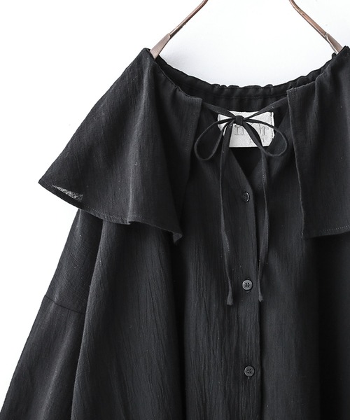 osharewalker（オシャレウォーカー）の「【廃盤】『ドロストフリル襟コットンガーゼブラウス』（シャツ/ブラウス・レディース・ブラック/オフホワイト/グリーン・FREE）」の18枚目の写真