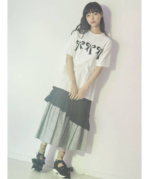 merry jenny（メリージェニー）の「フロッキーリボンTシャツ（Tシャツ/カットソー・レディース・ブラック/オフホワイト/ピンク・FREE）」の8枚目の写真