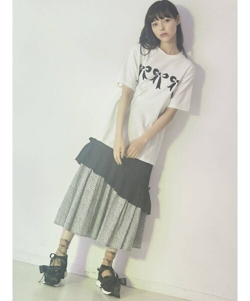 merry jenny（メリージェニー）の「フロッキーリボンTシャツ（Tシャツ/カットソー・レディース・ブラック/オフホワイト/ピンク・FREE）」の12枚目の写真