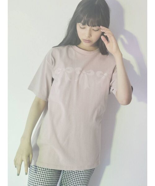 merry jenny（メリージェニー）の「フロッキーリボンTシャツ（Tシャツ/カットソー・レディース・ブラック/オフホワイト/ピンク・FREE）」の9枚目の写真