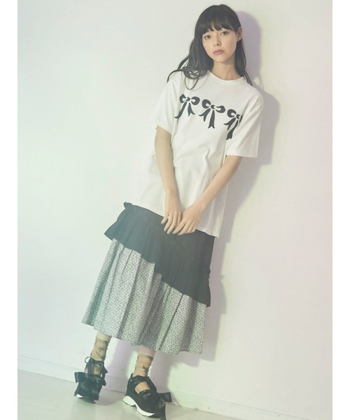 merry jenny（メリージェニー）の「フロッキーリボンTシャツ（Tシャツ/カットソー・レディース・ブラック/オフホワイト/ピンク・FREE）」の14枚目の写真