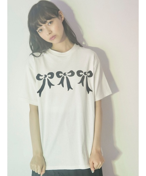 merry jenny（メリージェニー）の「フロッキーリボンTシャツ（Tシャツ/カットソー・レディース・ブラック/オフホワイト/ピンク・FREE）」の15枚目の写真