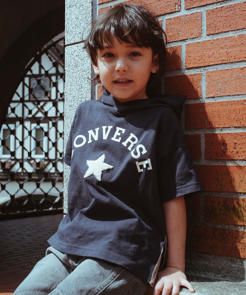 CONVERSE(コンバース)の「【CONVERSE/コンバース】フード付き半袖Tシャツ(Tシャツ/カットソー・キッズ・ネイビー/ブラウン・110cm/100cm/120cm/130cm/140cm)」の3枚目の写真