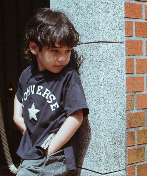 CONVERSE(コンバース)の「【CONVERSE/コンバース】フード付き半袖Tシャツ(Tシャツ/カットソー・キッズ・ネイビー/ブラウン・110cm/100cm/120cm/130cm/140cm)」の4枚目の写真