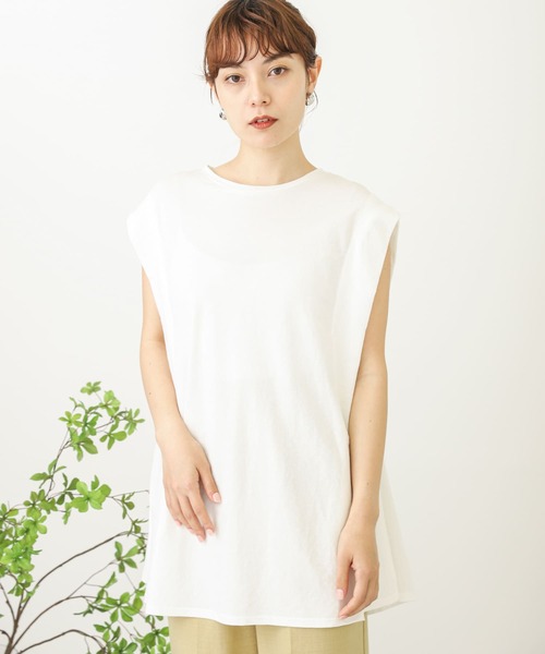 SENSE OF PLACE by URBAN RESEARCH（センスオブプレイスバイアーバンリサーチ）の「ショルダータックチュニックトップ（Tシャツ/カットソー・レディース・オフホワイト/ブラック/ベージュ・ONE）」の4枚目の写真