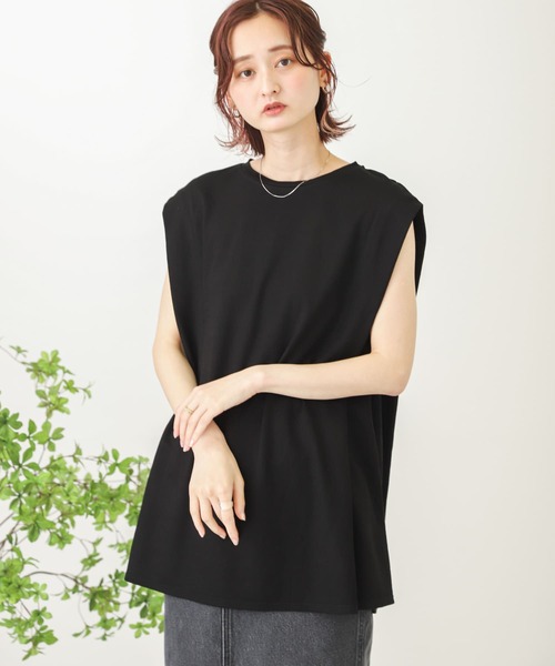 SENSE OF PLACE by URBAN RESEARCH（センスオブプレイスバイアーバンリサーチ）の「ショルダータックチュニックトップ（Tシャツ/カットソー・レディース・オフホワイト/ブラック/ベージュ・ONE）」の6枚目の写真