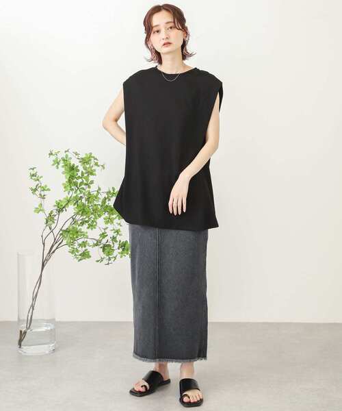 SENSE OF PLACE by URBAN RESEARCH（センスオブプレイスバイアーバンリサーチ）の「ショルダータックチュニックトップ（Tシャツ/カットソー・レディース・オフホワイト/ブラック/ベージュ・ONE）」の20枚目の写真