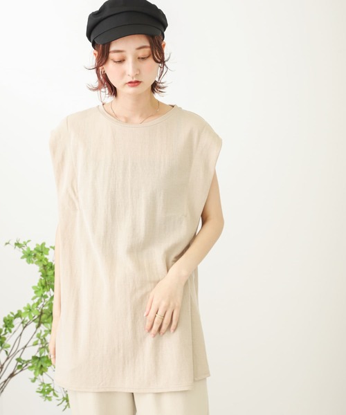 SENSE OF PLACE by URBAN RESEARCH（センスオブプレイスバイアーバンリサーチ）の「ショルダータックチュニックトップ（Tシャツ/カットソー・レディース・オフホワイト/ブラック/ベージュ・ONE）」の21枚目の写真