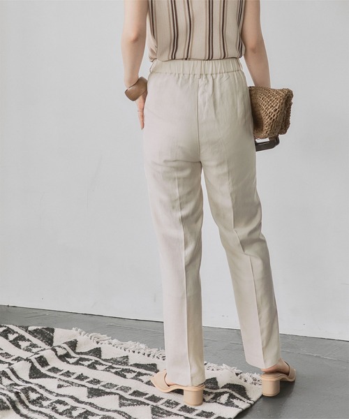 titivate（ティティベイト）の「ｾﾝﾀｰﾌﾟﾚｽ麻混ﾃｰﾊﾟｰﾄﾞﾊﾟﾝﾂ（その他パンツ・レディース・イエロー/ネイビー/ライトベージュ/レッド・S/L/M）」の7枚目の写真