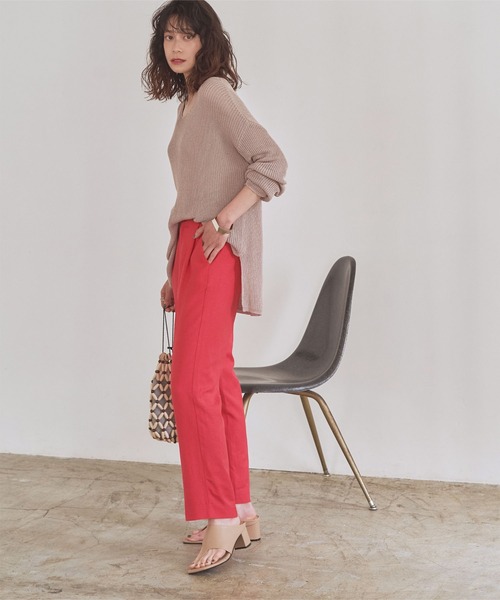 titivate（ティティベイト）の「ｾﾝﾀｰﾌﾟﾚｽ麻混ﾃｰﾊﾟｰﾄﾞﾊﾟﾝﾂ（その他パンツ・レディース・イエロー/ネイビー/ライトベージュ/レッド・S/L/M）」の18枚目の写真