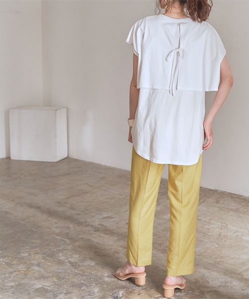 titivate（ティティベイト）の「ｾﾝﾀｰﾌﾟﾚｽ麻混ﾃｰﾊﾟｰﾄﾞﾊﾟﾝﾂ（その他パンツ・レディース・イエロー/ネイビー/ライトベージュ/レッド・S/L/M）」の15枚目の写真