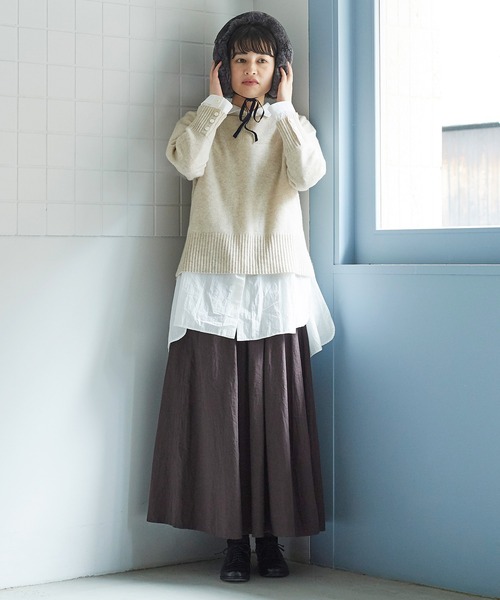 bulle de savon（ビュルデサボン）の「ラビットファー　みみあてマフラー（イヤーマフ・レディース・グレー/キナリ・FREE）」の5枚目の写真